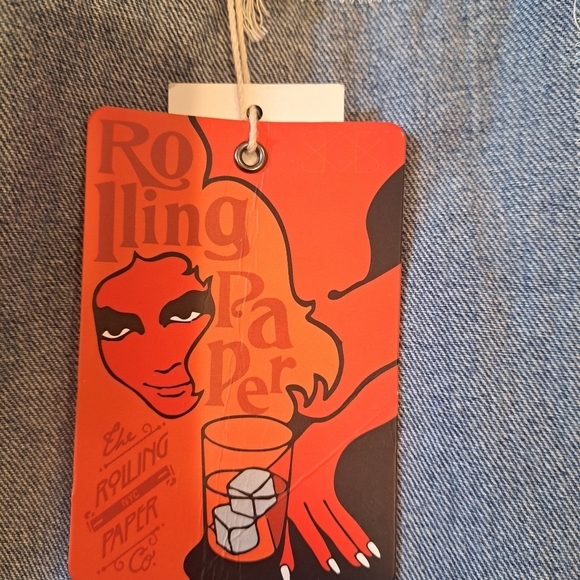 Rolling Paper Upscaled Statement Jean Jacket With Hand Painted Peace Sign Patch - Picture 6 of 8